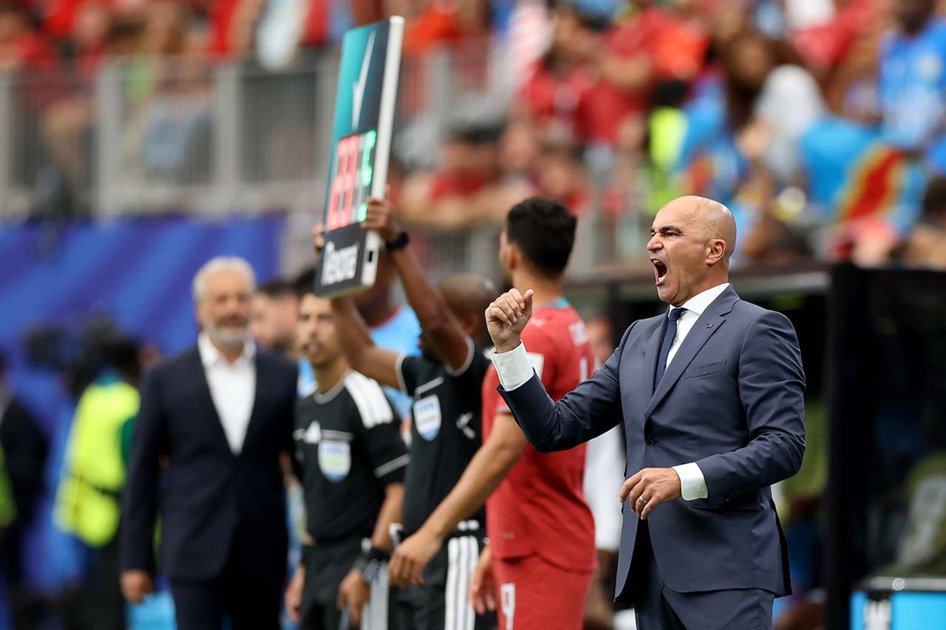 HOUSTON, TEXAS - JUNE 17: Roberto Martinez, Head Coach of Portugal, reacts during the FIFA World Cup 2026 Group K match between Portugal and Congo DR at Houston Stadium on June 17, 2026 in Houston, Texas. (Photo by Molly Darlington/Getty Images)