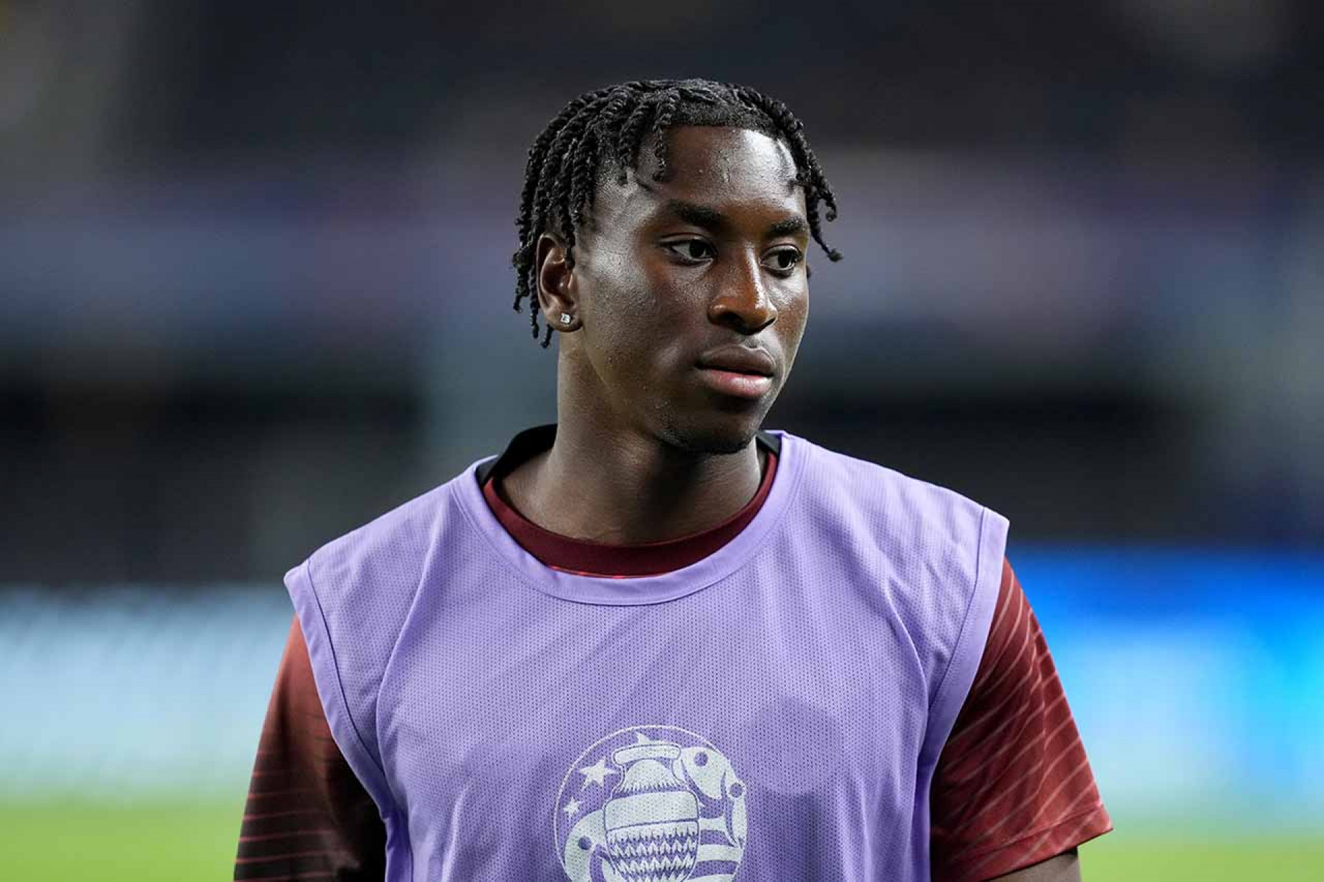 ARLINGTON, TEXAS - JULY 05: Mo&iuml;se Bombito of Canada looks on prior the CONMEBOL Copa America 2024 quarter-final match between Venezuela and Canada at AT&T Stadium on July 05, 2024 in Arlington, Texas. (Photo by Sam Hodde/Getty Images)
