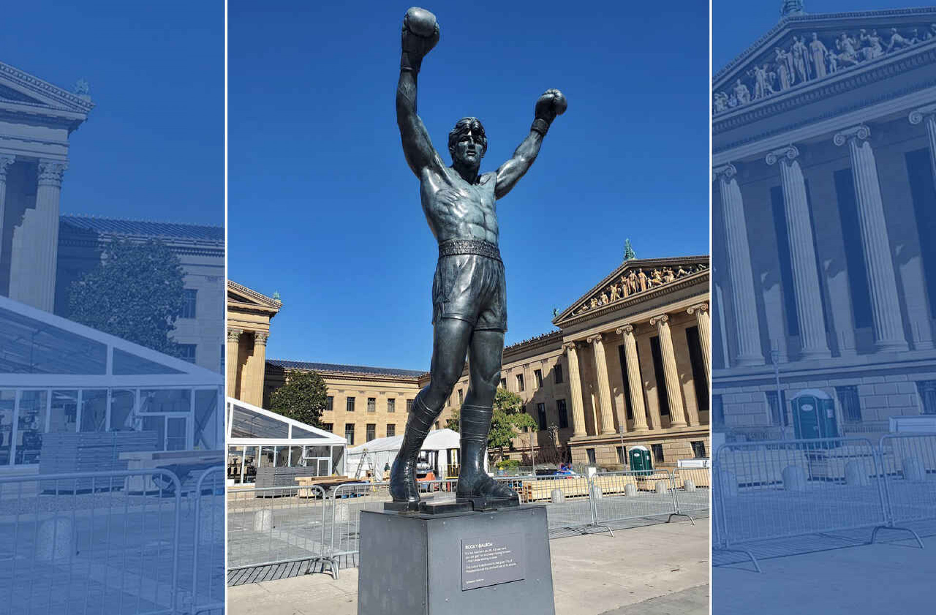Maldi&ccedil;&atilde;o de Filad&eacute;lfia: torcedor brasileiro veste est&aacute;tua de Rocky Balboa com camisa da Argentina