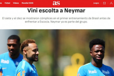 Jornal espanhol destaca interação de Neymar com Vini Jr em treino do Brasil: 'Braços abertos'