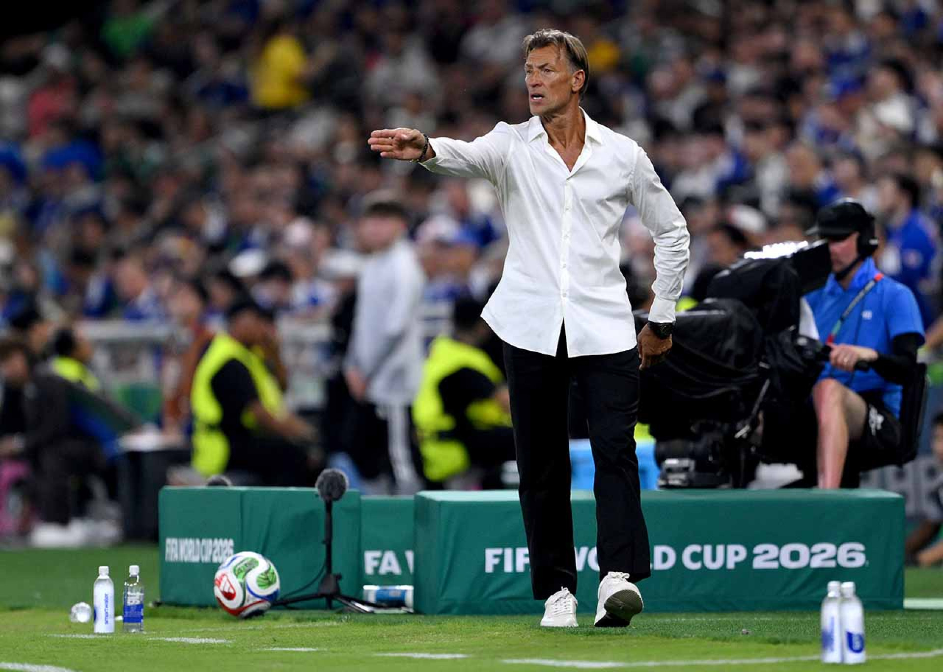 MONTERREY, MEXICO - JUNE 20: Herve Renard, Head Coach of Tunisia, reacts during the FIFA World Cup 2026 Group F match between Tunisia and Japan at Monterrey Stadium on June 20, 2026 in Monterrey, Mexico. (Photo by David Ramos/Getty Images)