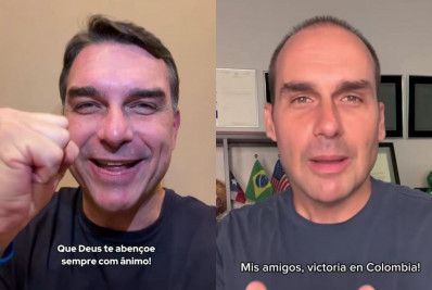 Flávio e Eduardo Bolsonaro comemoram eleição de direitista na Colômbia: 'Vitória do bem sobre o mal'