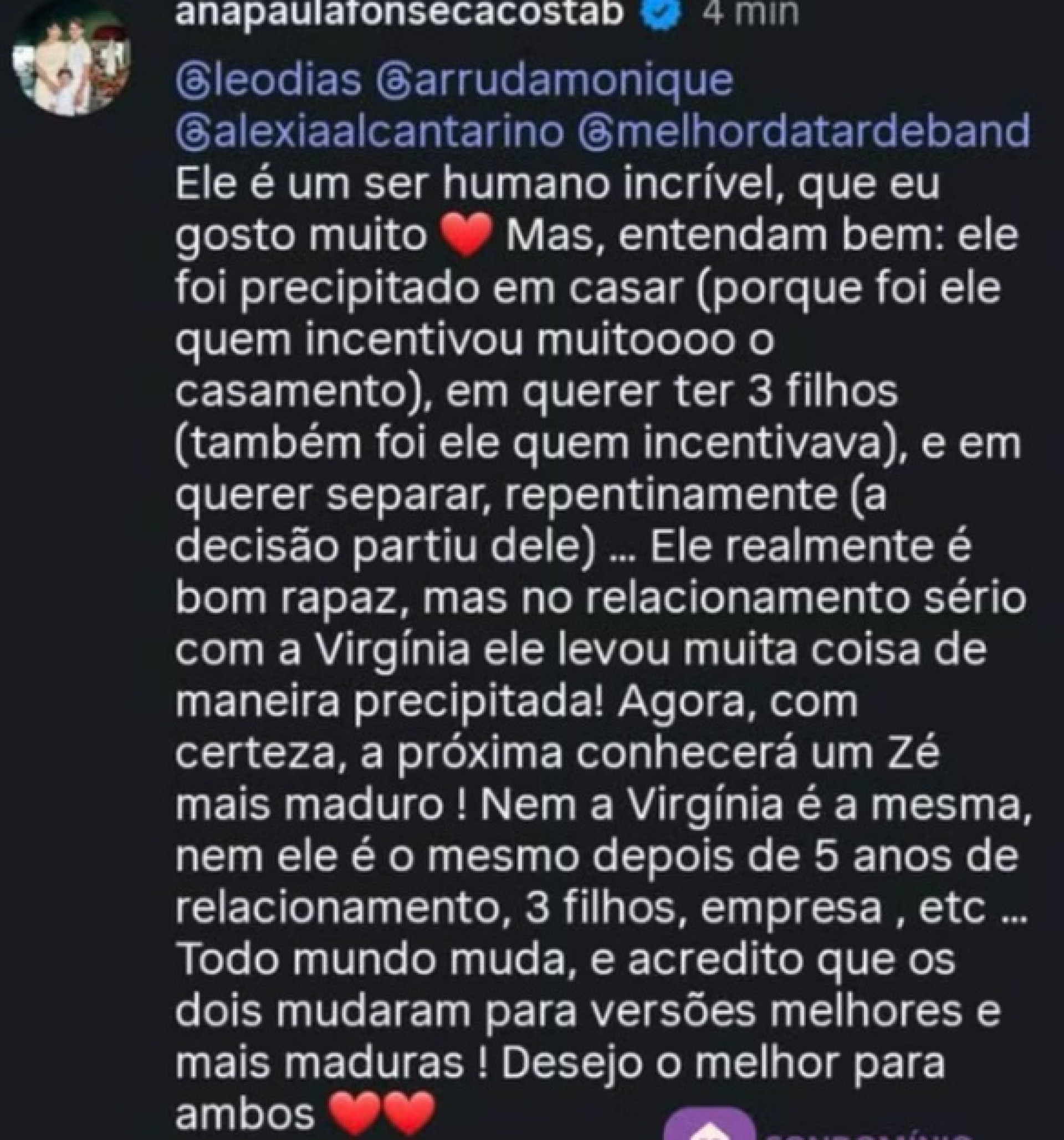 Prima de Virginia revela quem decidiu pelo fim do casamento com Zé Felipe
