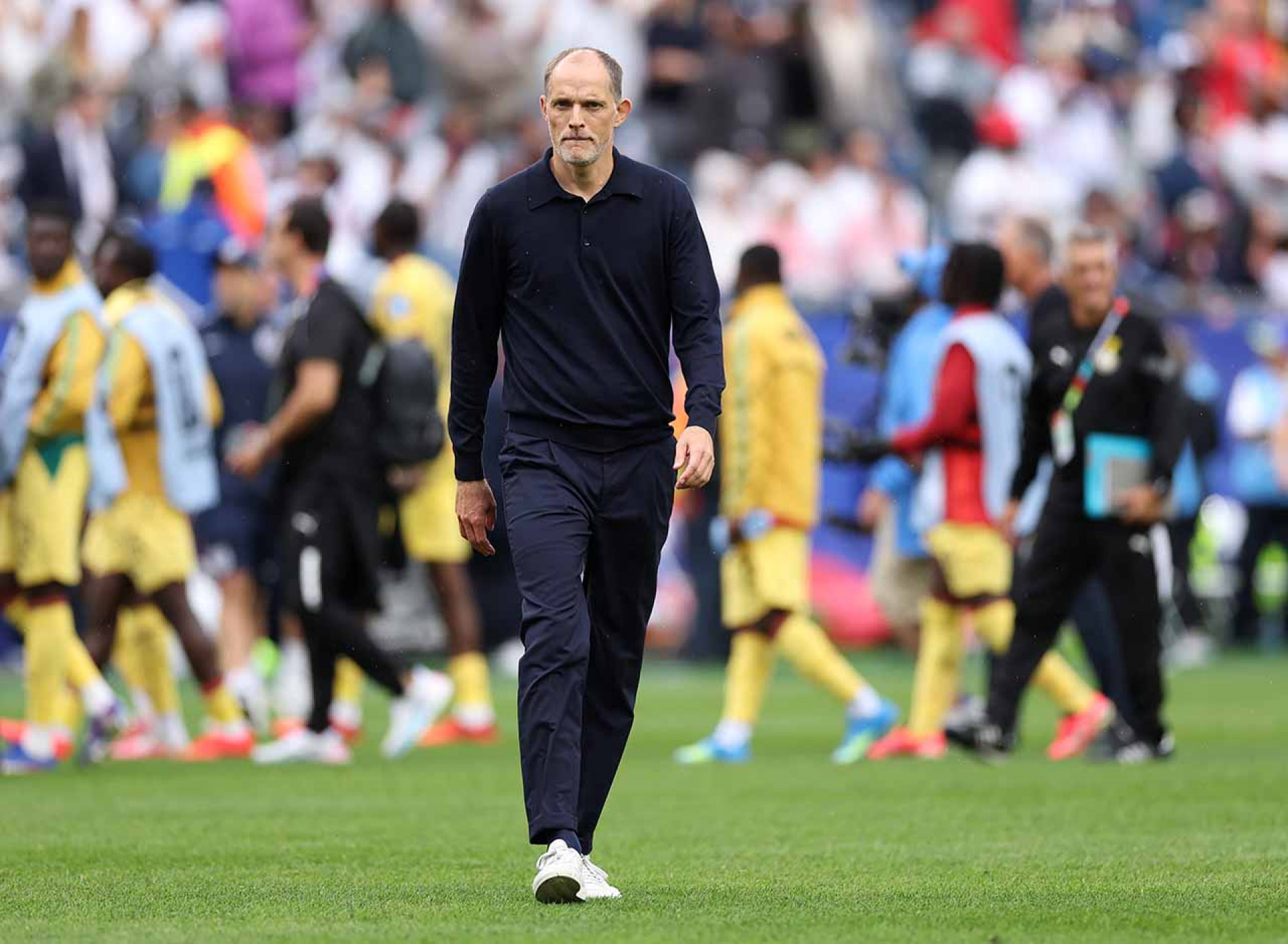 FOXBOROUGH, MASSACHUSETTS - JUNE 23: Thomas Tuchel, Manager of England, reacts after the scoreless draw during the FIFA World Cup 2026 Group L match between England and Ghana at Boston Stadium on June 23, 2026 in Foxborough, Massachusetts. (Photo by Justin Setterfield/Getty Images)