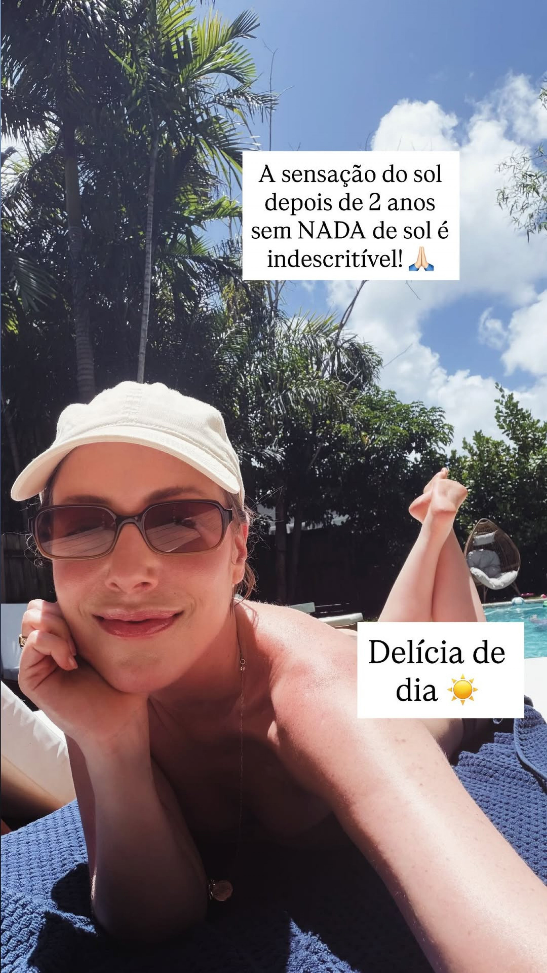Fabiana Justus voltou a tomar sol ap&oacute;s dois anos de tratamento do c&acirc;ncer - Reprodu&ccedil;&atilde;o/Instagram 