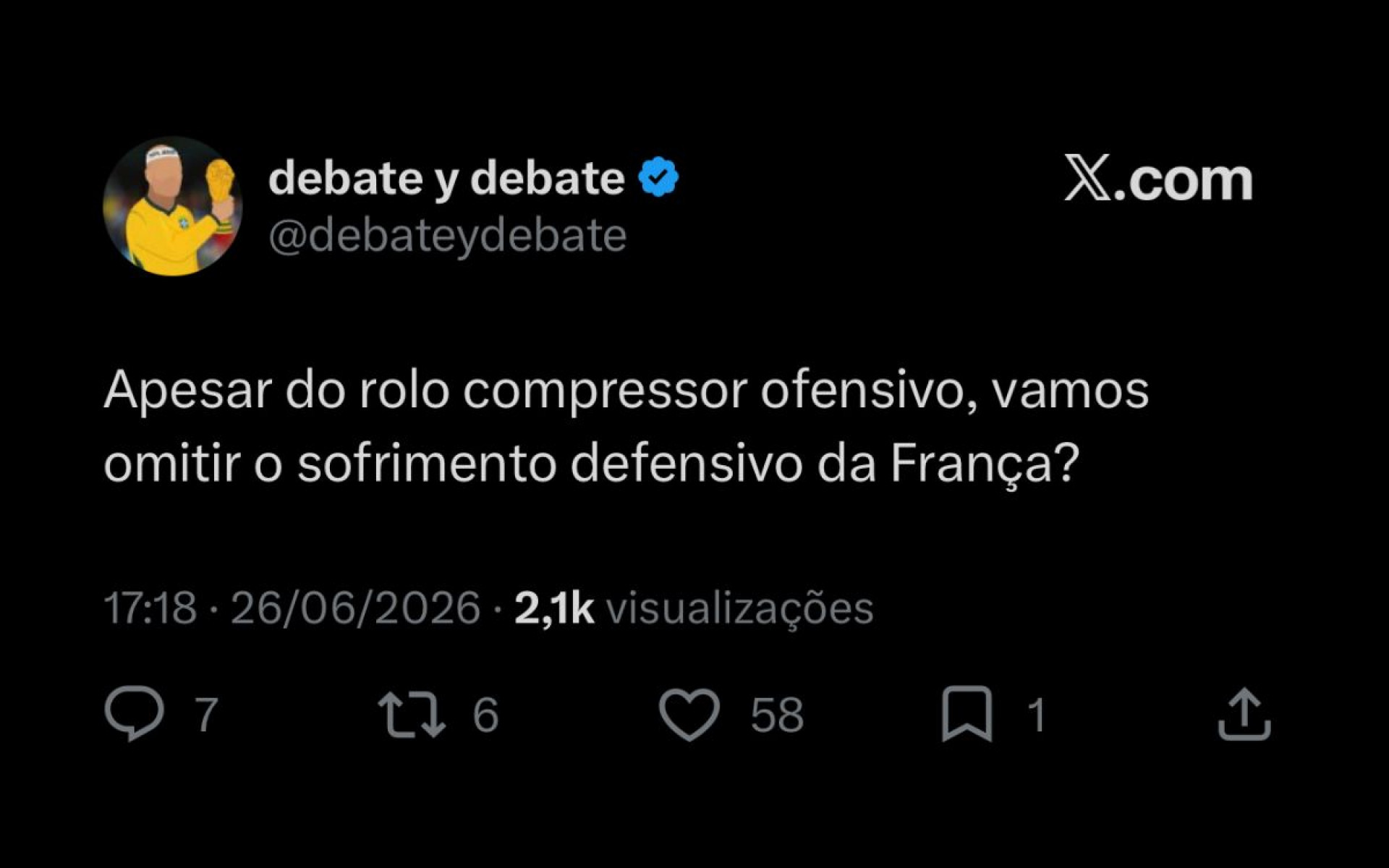 Vitória da França na Copa do Mundo repercutiu nas redes sociais - Reprodução / X