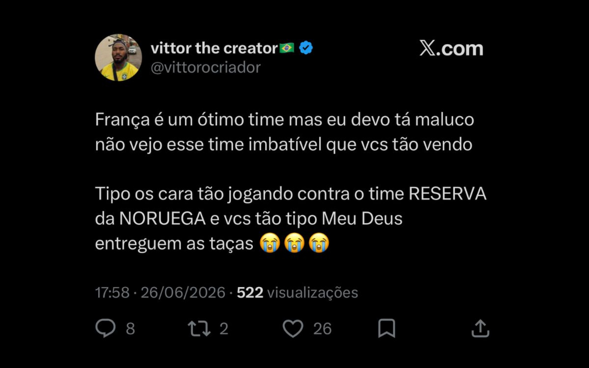 Vitória da França na Copa do Mundo repercutiu nas redes sociais - Reprodução / X