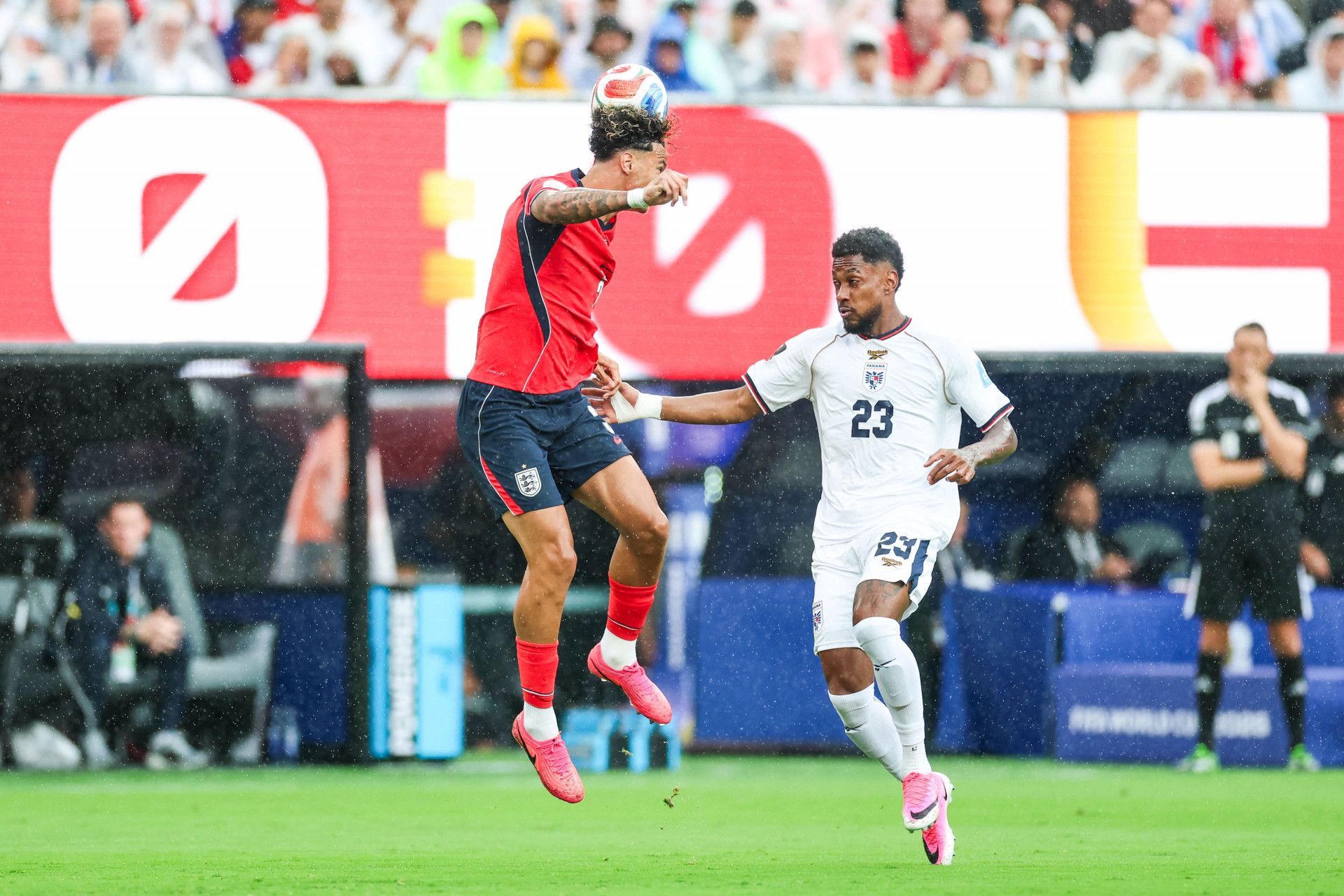 Amir Murillo, jogador do Panamá, durante a partida entre Panamá x Inglaterra, válida pela terceira rodada do Grupo L da fase de grupos da Copa do Mundo FIFA de 2026, no Estádio Nova York-Nova Jersey, em East Rutherford, Estados Unidos, neste sábado (27). - William Volcov/Parceiro/Agência O Dia