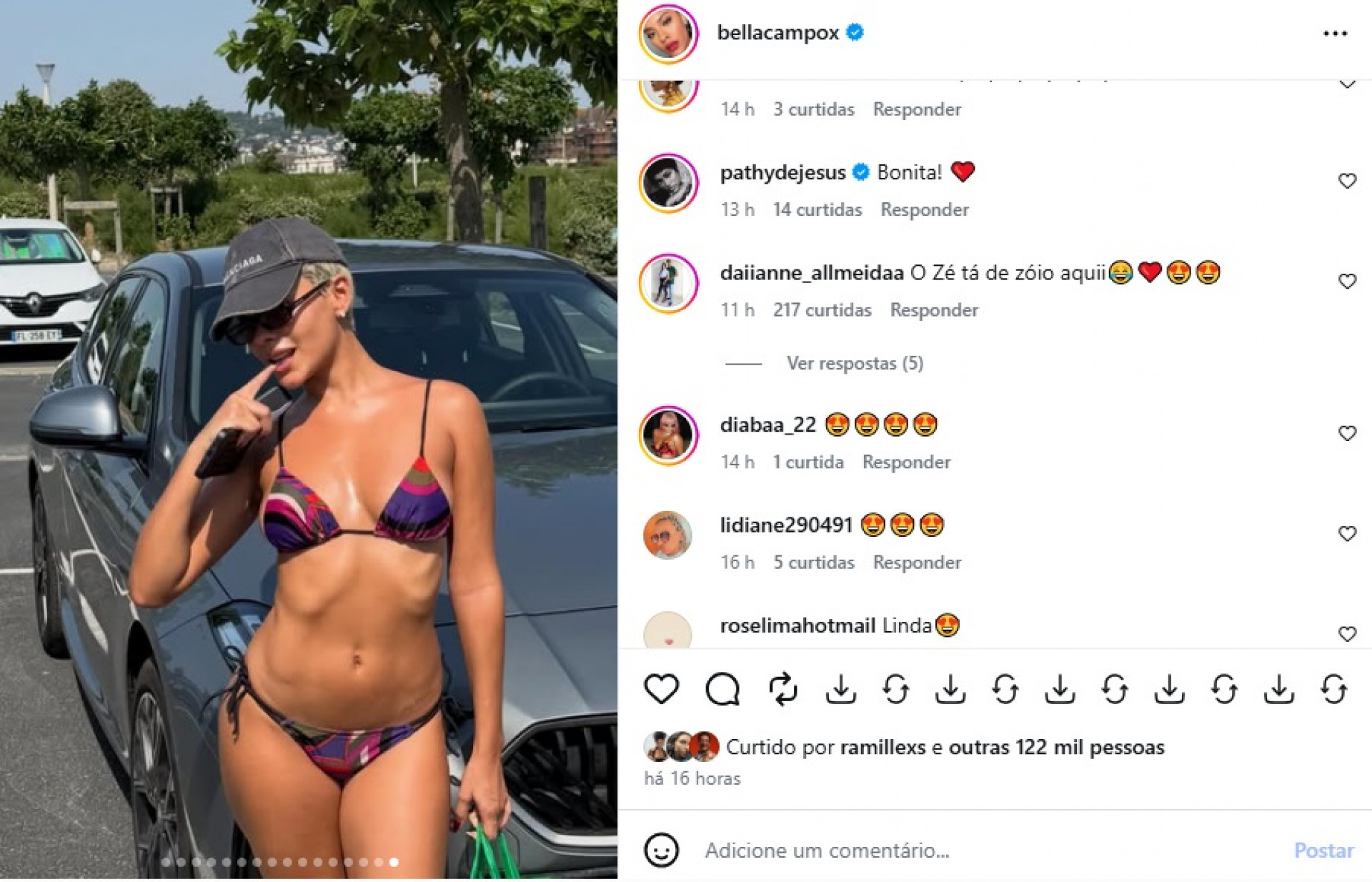 Curtida de Zé Felipe em fotos de Bella Campos na praia agita a web - Reprodução Instagram