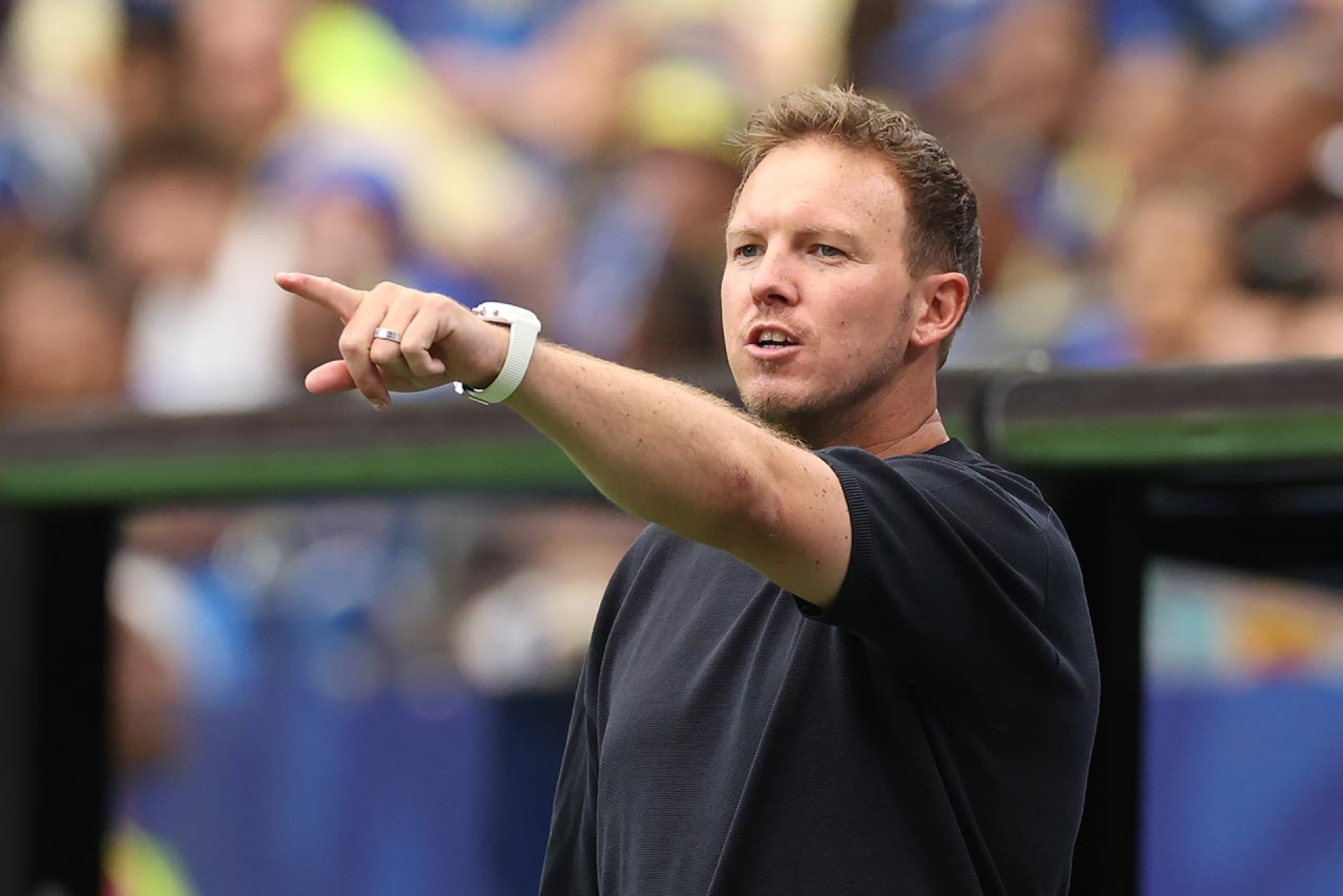 HOUSTON, TEXAS - JUNE 14: Julian Nagelsmann, Head Coach of Germany, reacts during the FIFA World Cup 2026 Group E match between Germany and Curacao at Houston Stadium on June 14, 2026 in Houston, Texas. (Photo by Alexander Hassenstein/Getty Images)