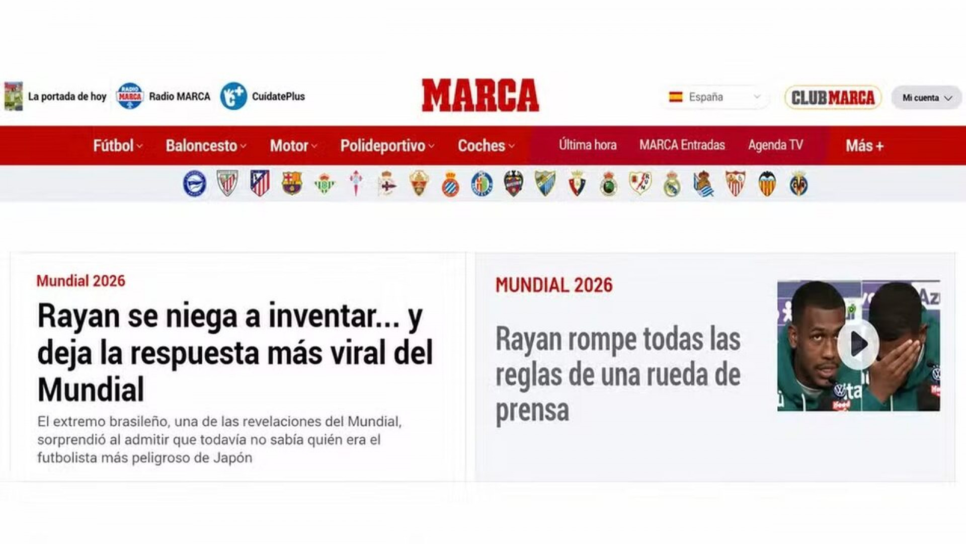 Jornal espanhol exalta sinceridade de Rayan em coletiva: “Quebrou todas as regras”