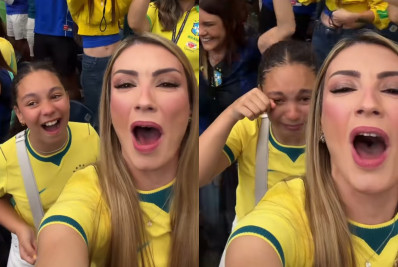 Filha de Casemiro chora ao ver gol do pai em vitória do Brasil