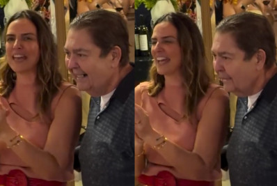 Em rara aparição, Faustão celebra o aniversário da mulher 