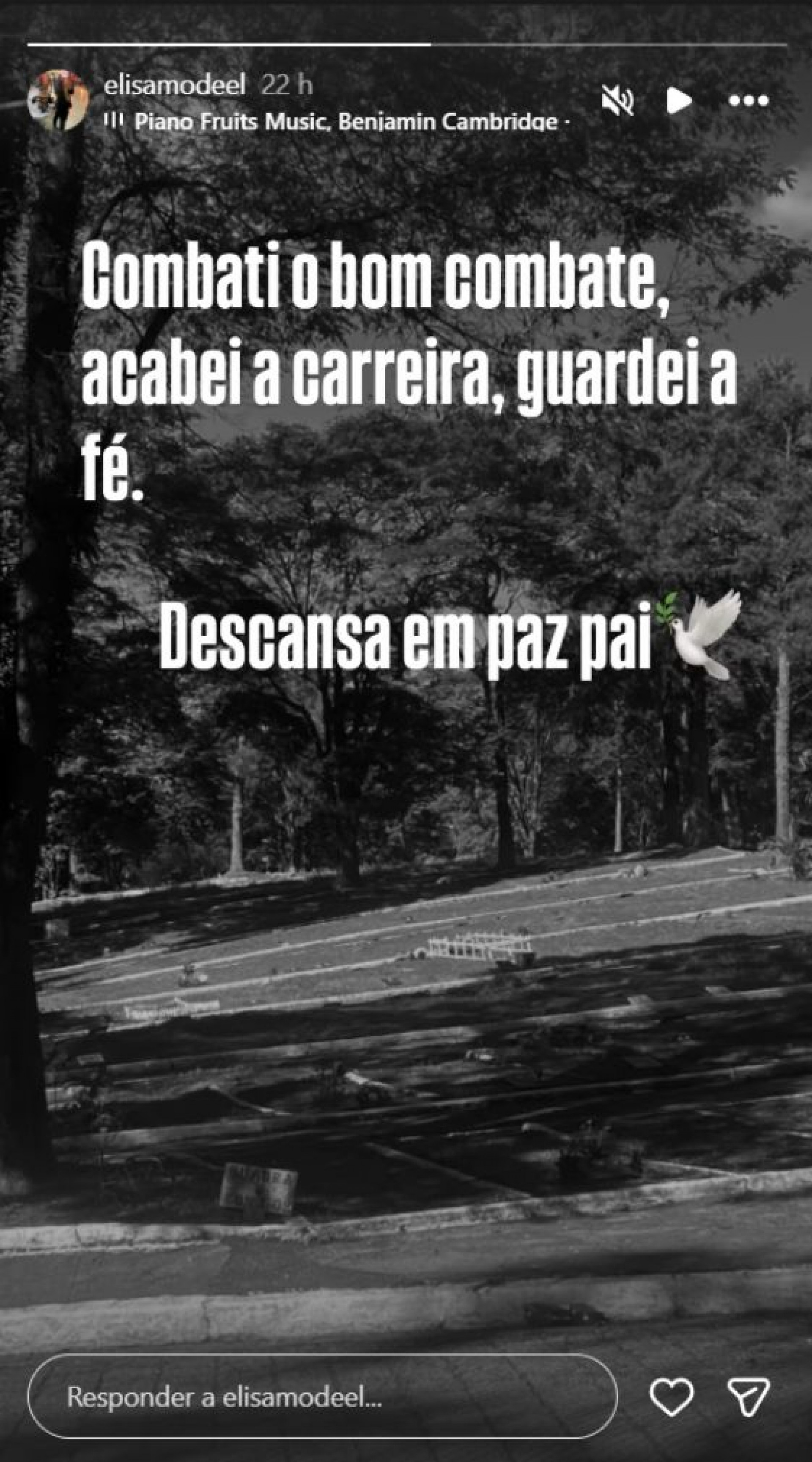 Nos stories, irm&atilde; de Rebeca Andrade lamenta morte do pai - Reprodu&ccedil;&atilde;o / Instagram @elisamodeel
