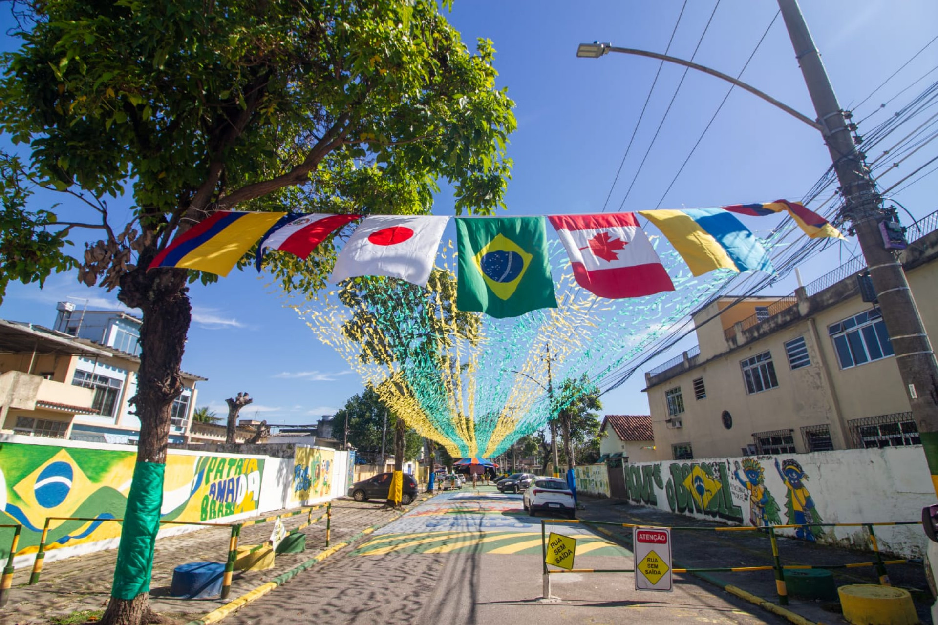 Rua Taturana, em Vicente de Carvalho, foi eleita a mais bem decorada para a Copa do Mundo pela Prefeitura - Érica Martin / Agência O Dia