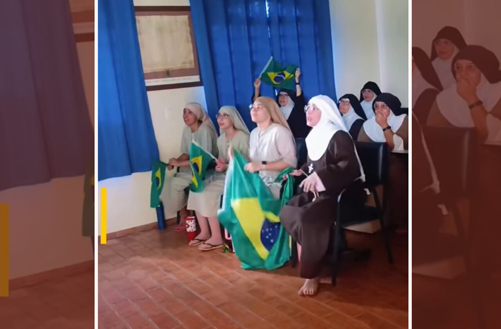 V&iacute;deo: freiras v&atilde;o &agrave; loucura com gol da vit&oacute;ria do Brasil sobre o Jap&atilde;o