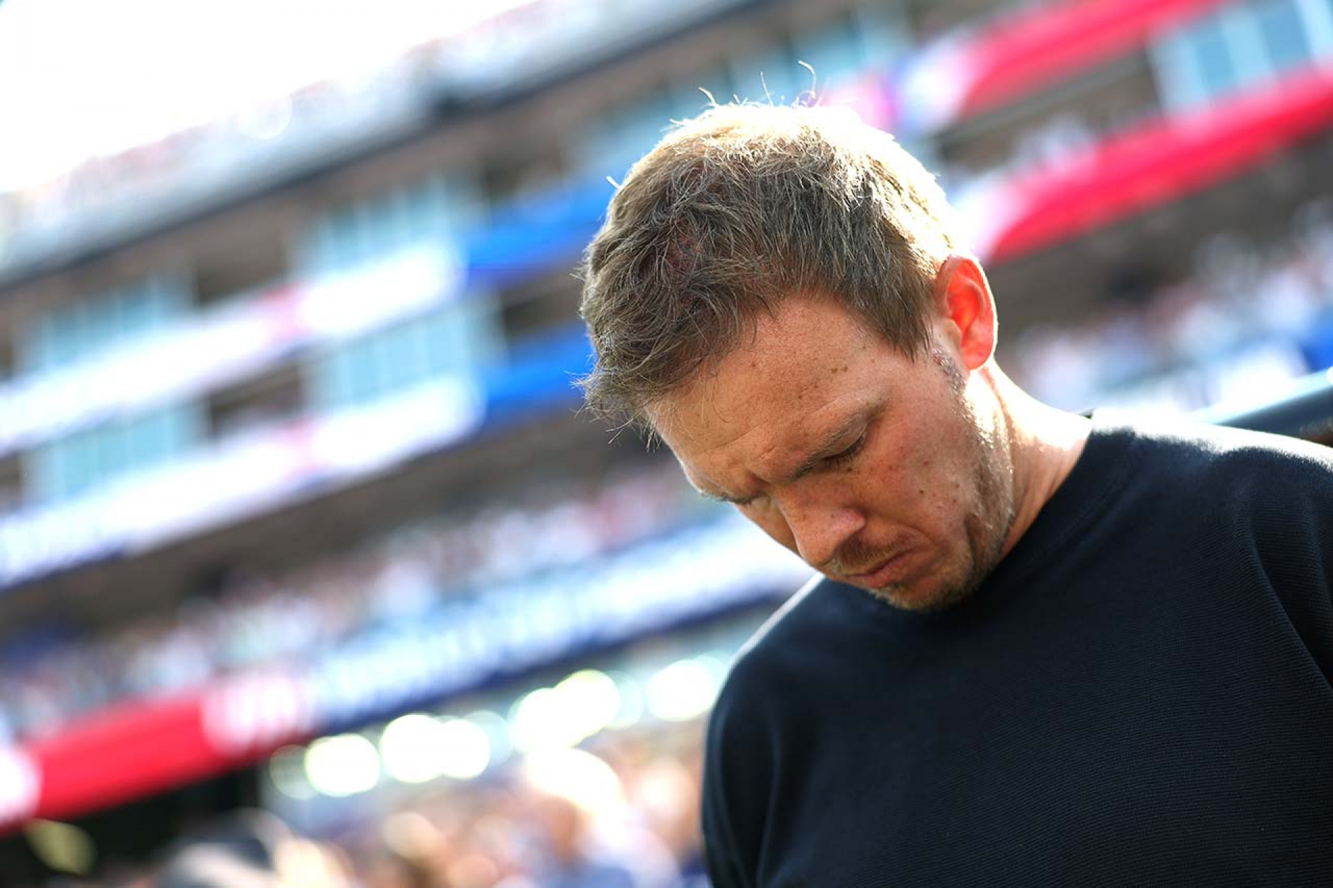 FOXBOROUGH, MASSACHUSETTS - JUNE 29: Julian Nagelsmann, Head Coach of Germany, reacts prior to the FIFA World Cup 2026 Round Of 32 match between Germany and Paraguay at Boston Stadium on June 29, 2026 in Foxborough, Massachusetts. (Photo by Alexander Hassenstein/Getty Images)
