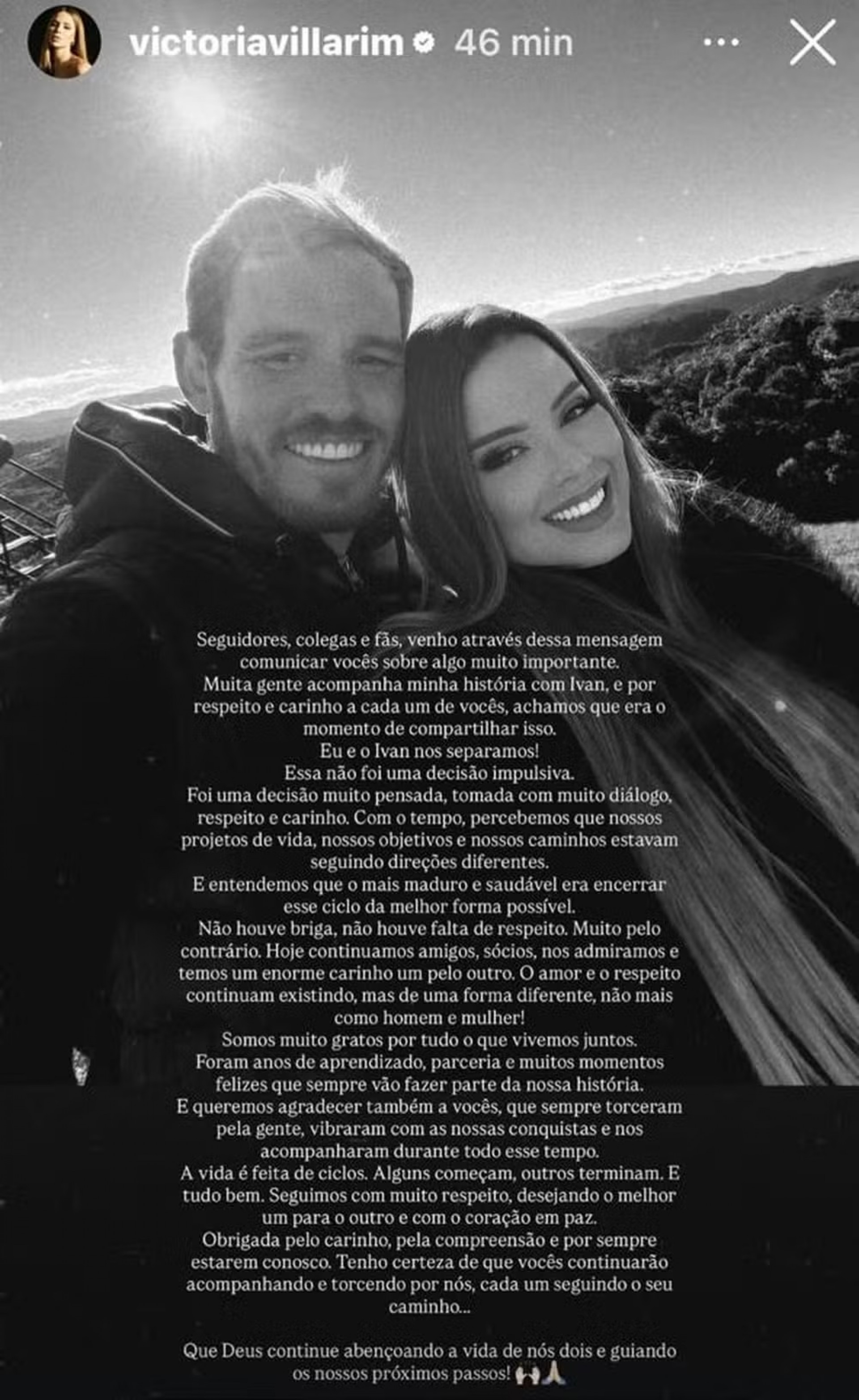 Chega ao fim o relacionamento de Victória Villarim e Ivan Moniz - Reprodução do Instagram