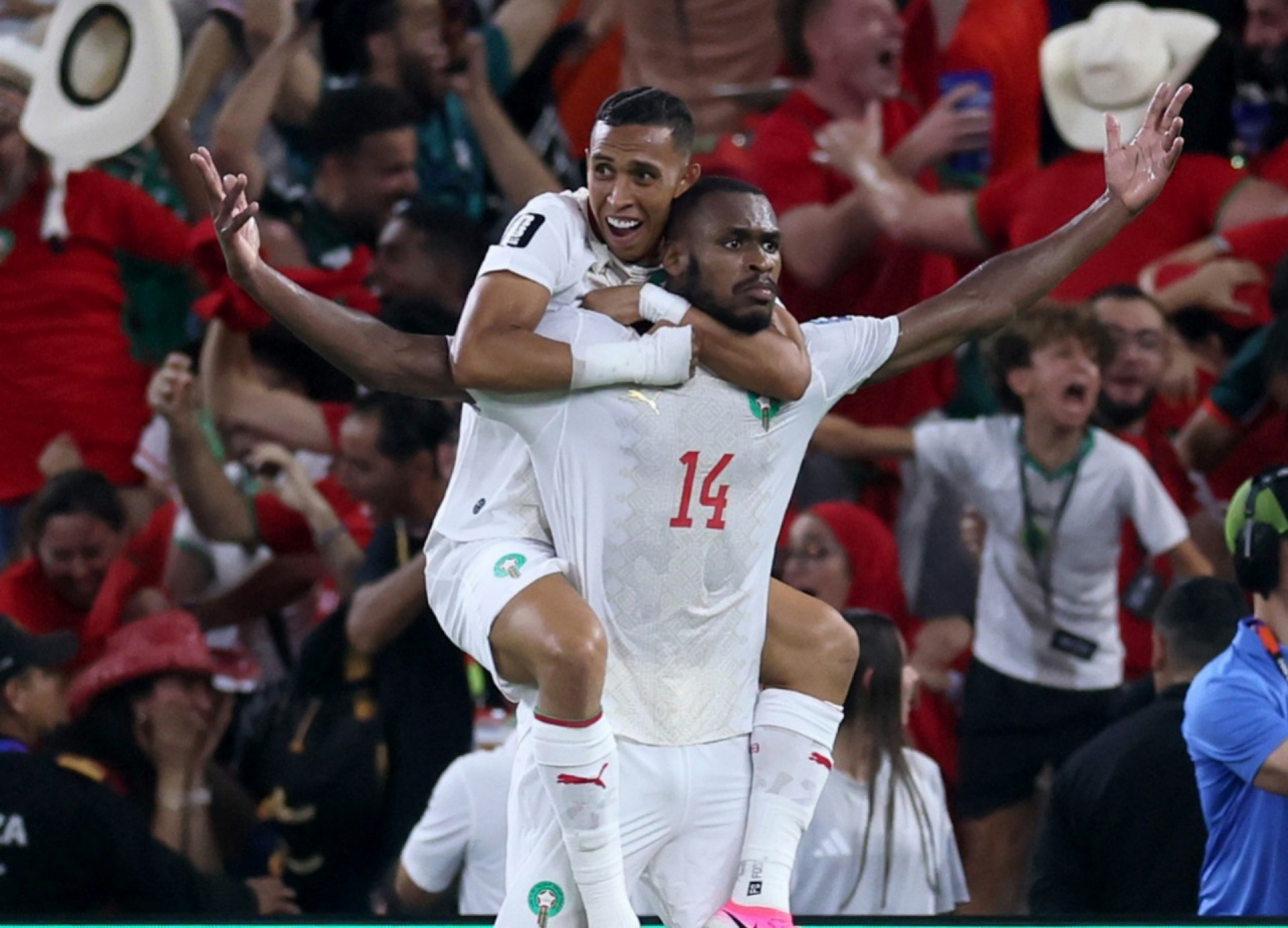 Diop comemora o gol de Marrocos contra a Holanda - Divulgação / Marrocos