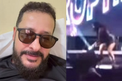 Cantor tranquiliza fãs após cair de altura de dois metros durante show