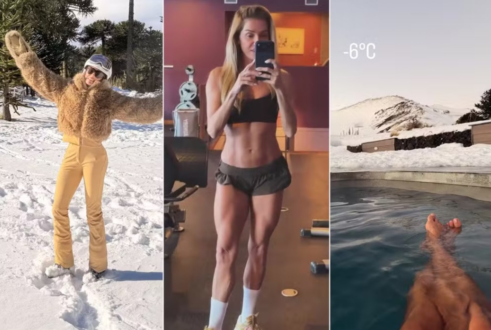 Deborah Secco mostra treino e encara frio de -6 ºC no Chile