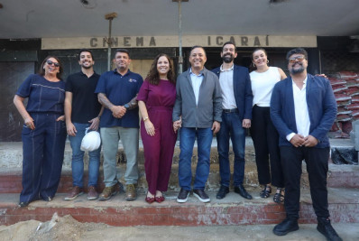 Cinema Icaraí revela fachada restaurada com as cores originais e avança para se tornar o novo Cine Concerto Sérgio Mendes