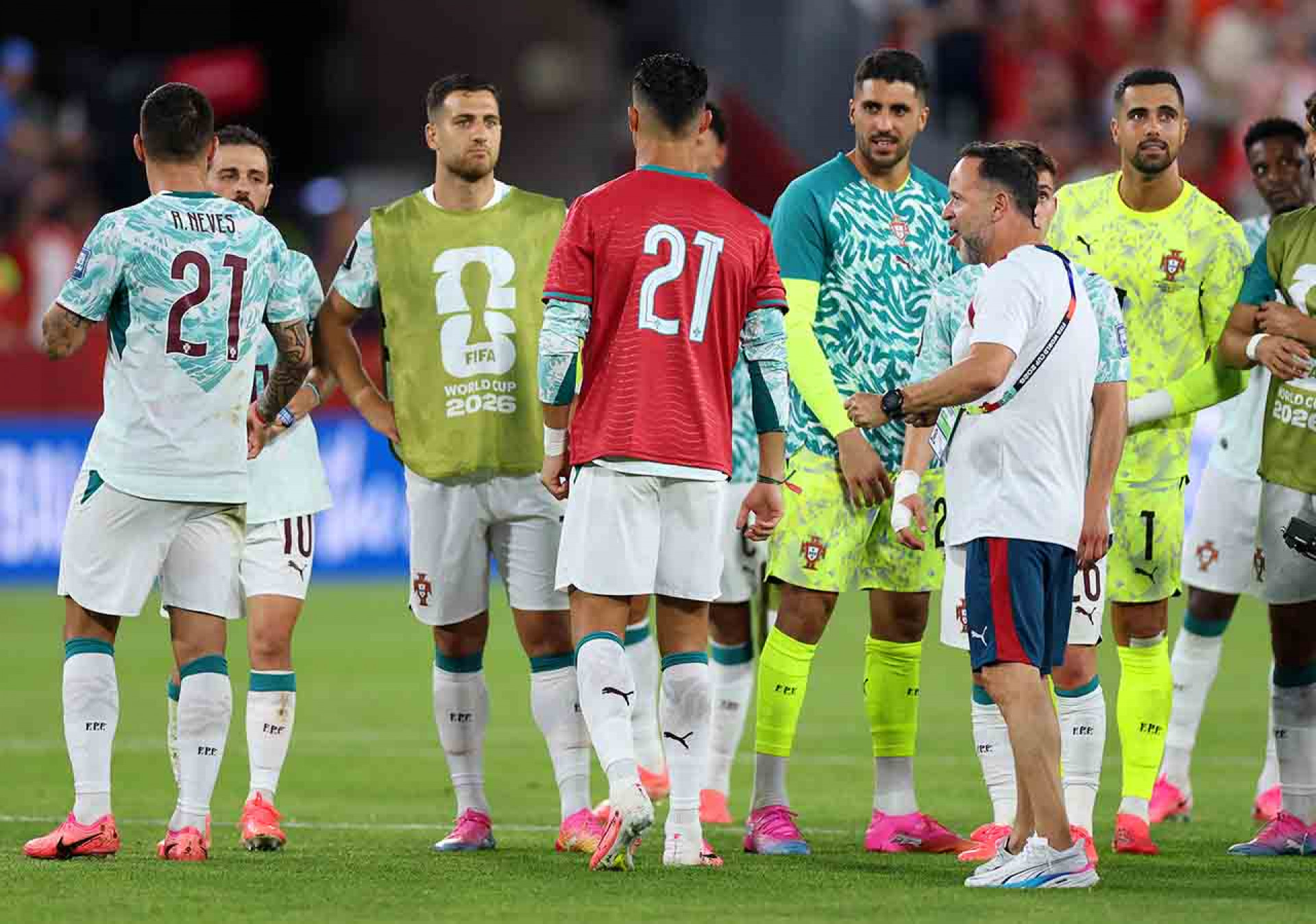 TORONTO, ONTARIO - JULY 02: Cristiano Ronaldo #7 of Portugal celebrates with a shirt in commemoration of late teammate Diogo Jota after the 2-1 win during the FIFA World Cup 2026 Round of 32 match between Portugal and Croatia at Toronto Stadium on July 02, 2026 in Toronto, Ontario. (Photo by Dan Mullan/Getty Images)