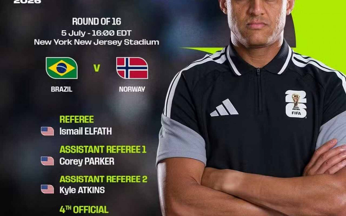 Fifa escala &aacute;rbitro dos Estados Unidos para Brasil x Noruega nas oitavas da Copa