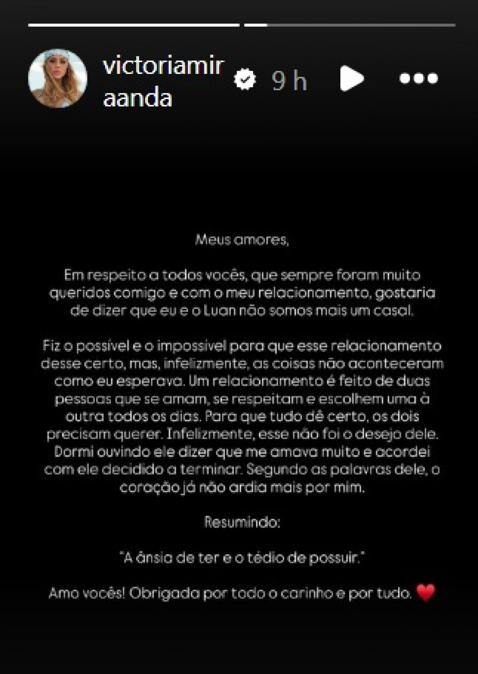 Victória Miranda confirma término do noivado com Luan Pereira - Reprodução do Instagram