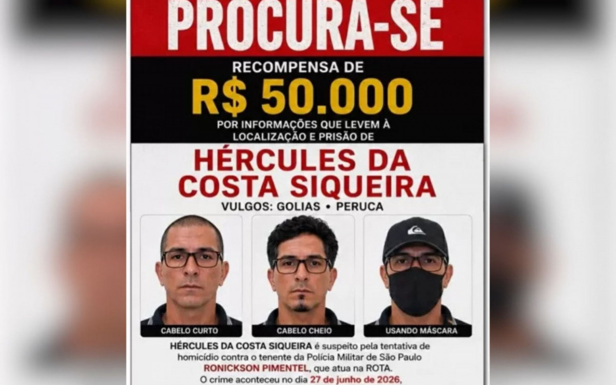 Hércules da Costa Siqueira é um dos suspeitos de tentar matar o tenente Ronickson Pimentel dos Santos
