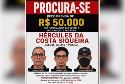 Polícia oferece R$ 50 mil por suspeito de tentar matar tenente da Rota
