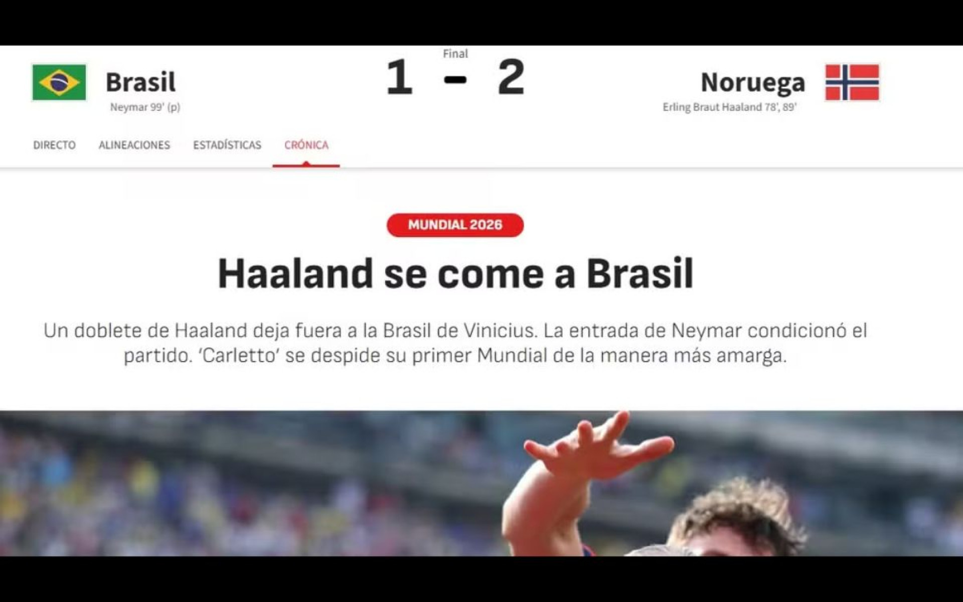 Repercuss&atilde;o da derrota do Brasil para a Noruega no 'As', da Espanha
 - Reprodu&ccedil;&atilde;o / As