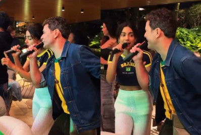 Daniel de Oliveira assiste ao jogo do Brasil na casa de Anitta e canta com a artista
