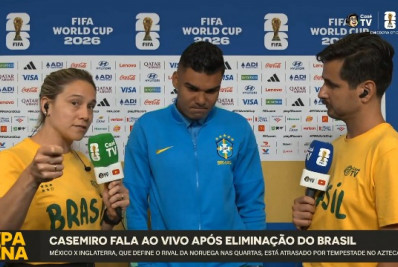 Fernanda emocionou Casemiro, volante da seleção brasileira, ao questioná-lo sobre sonho das crianças e pedir palavras de incentivo - Reprodução / Youtube CazéTv