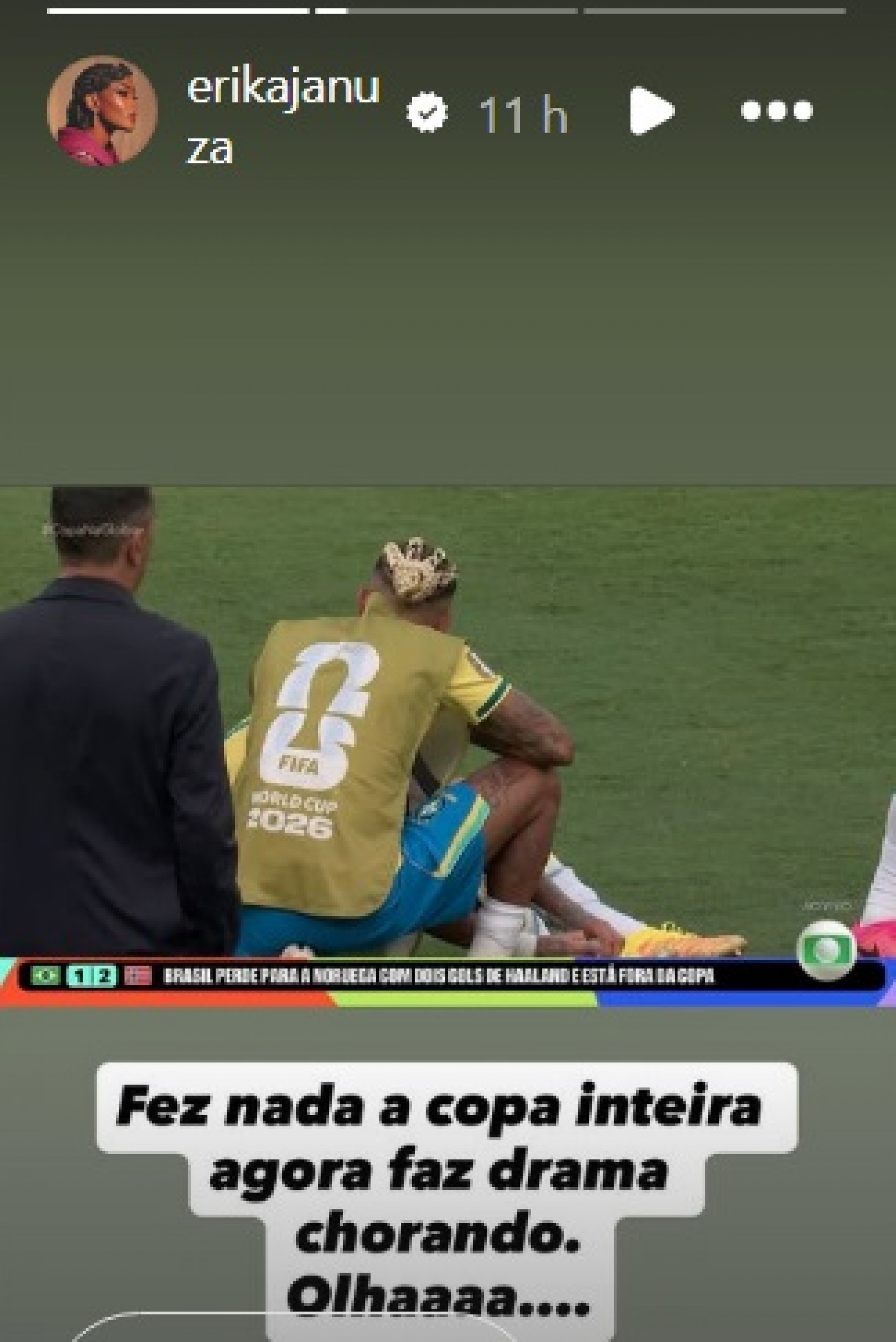 Erika Januza detona Neymar - Reprodução do Instagram