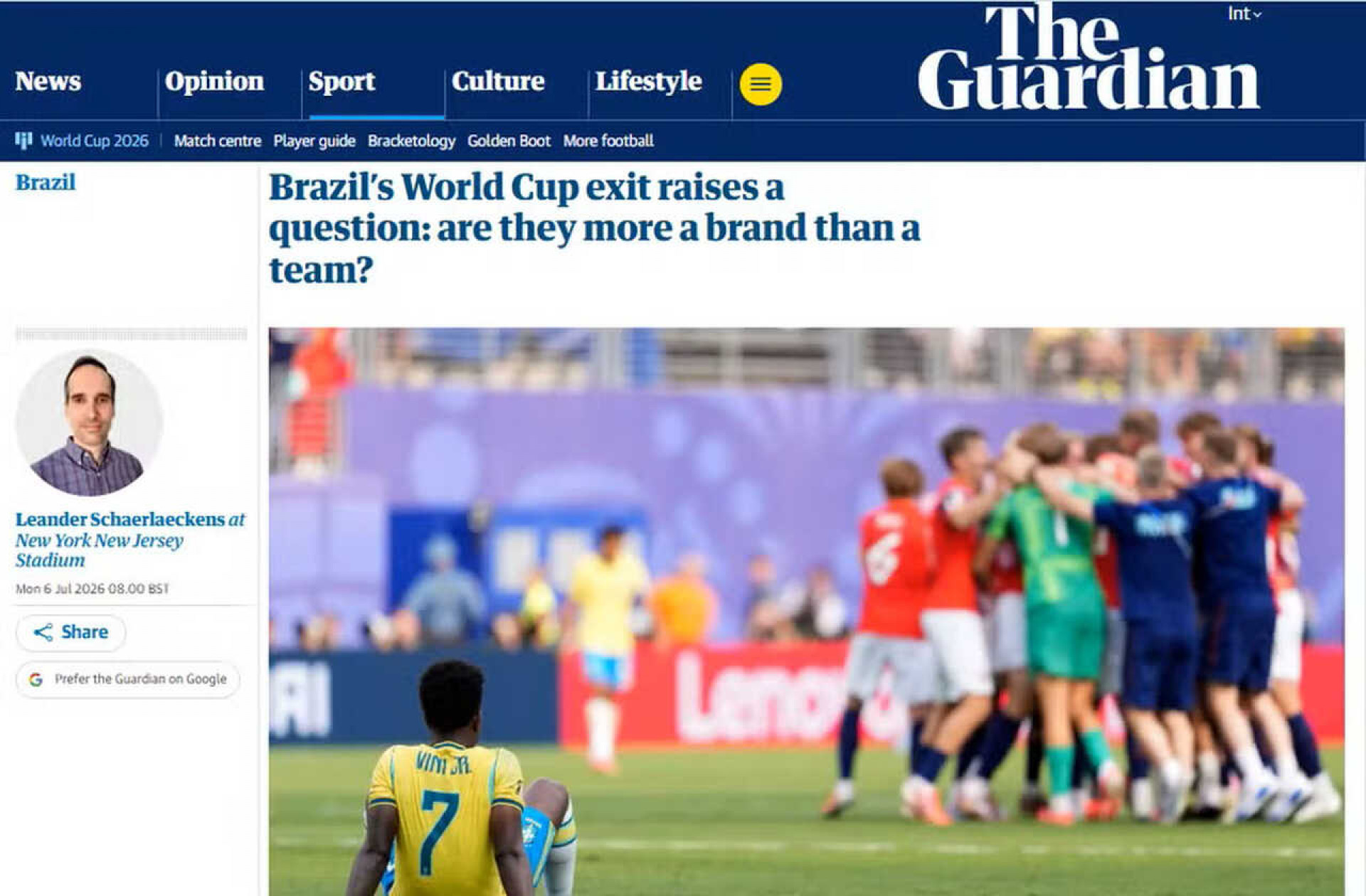 Jornal critica Sele&ccedil;&atilde;o e questiona desempenho na Copa: “Mais uma marca do que um time?”