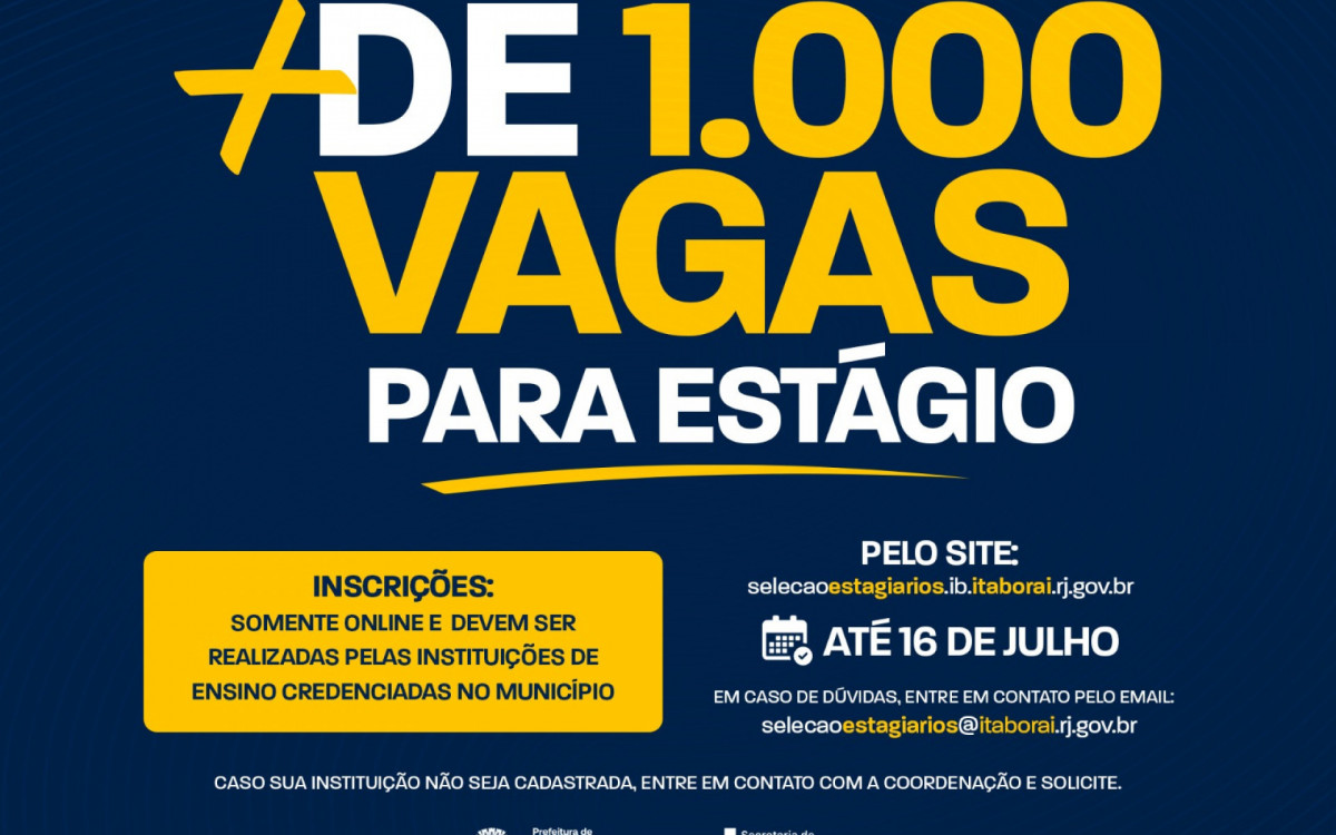 Itaboraí divulga vagas para estágio obrigatório em áreas da administração pública
