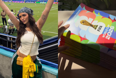 Rafa Kalimann se confunde em pedido e recebe pilha de álbuns da Copa