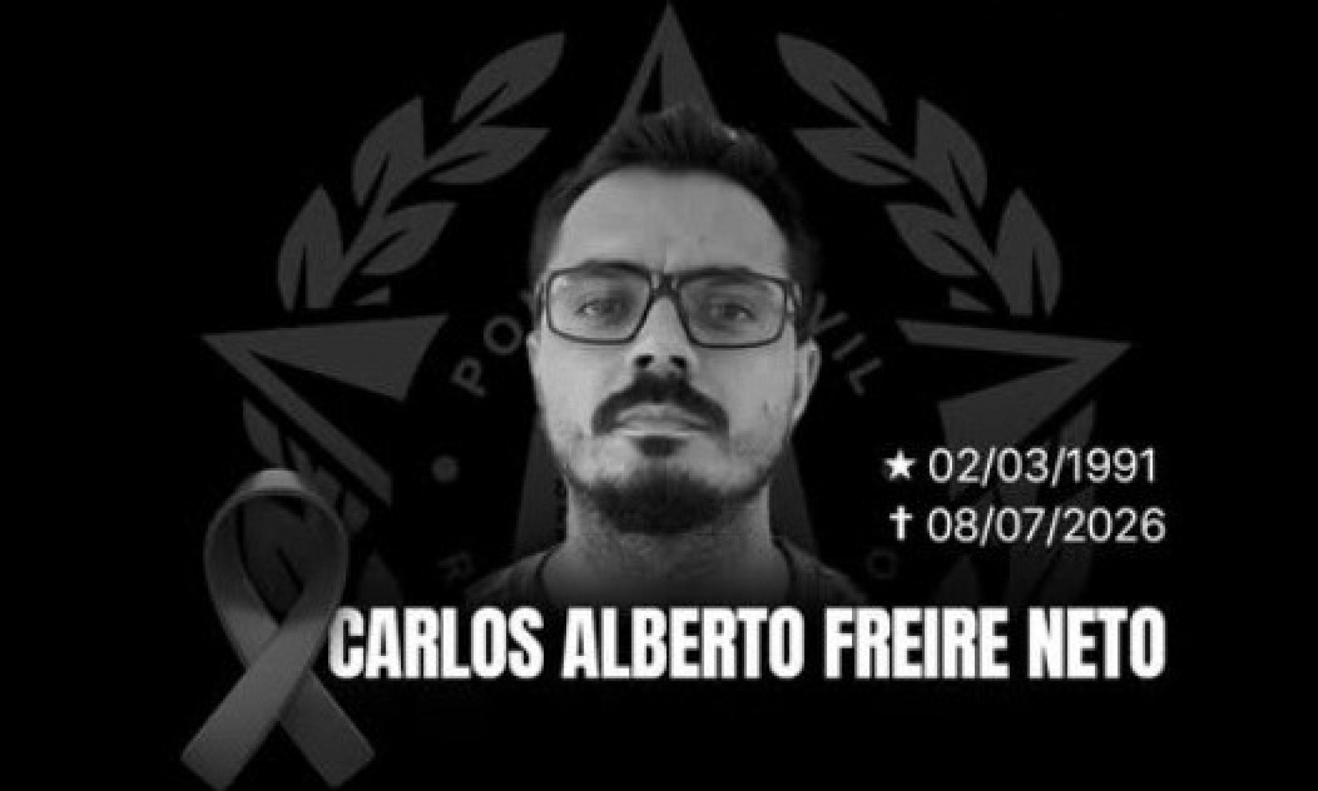 Policial civil Carlos Alberto Freire Neto, de 35 anos, morreu depois de ser atingido na cabeça  - divulgação