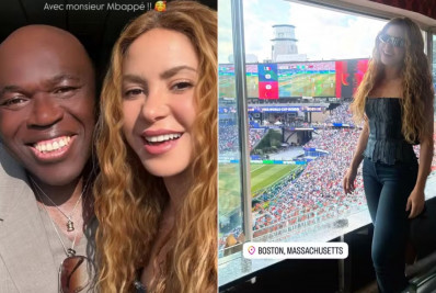 Shakira posa com pai de Mbappé e explica torcida pela França na Copa