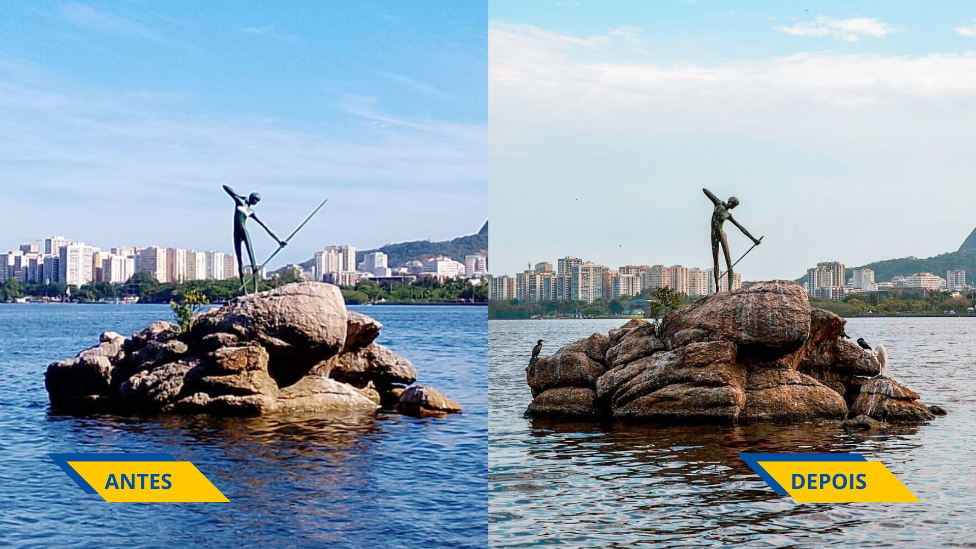 Curumim da Lagoa Rodrigo de Freitas volta a ser alvo de novo vandalismo - Reginaldo Pimenta/Agência O DIA / Divulgação/Seconserva