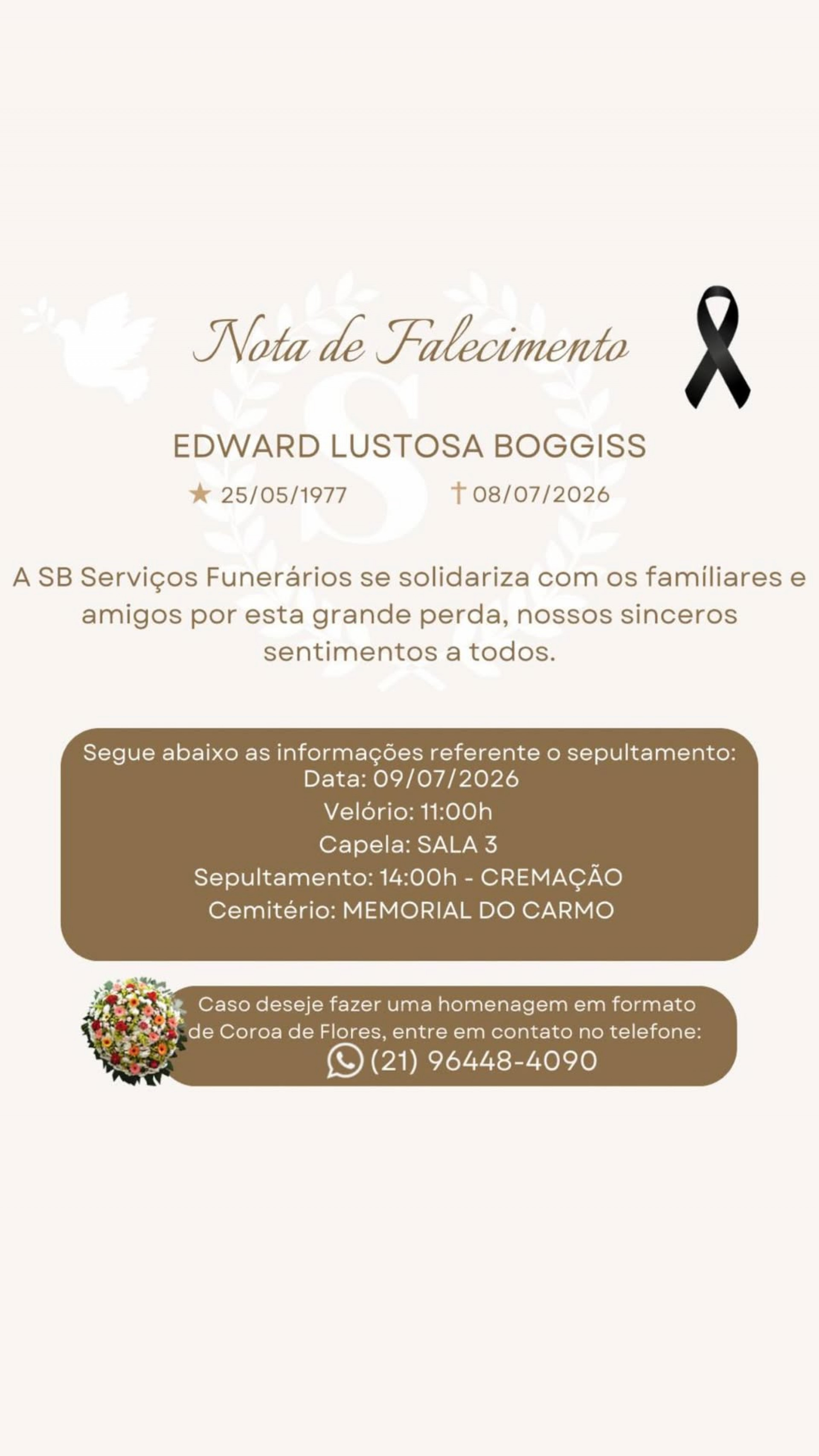 Edward Boggiss morre 49 anos - Reprodução