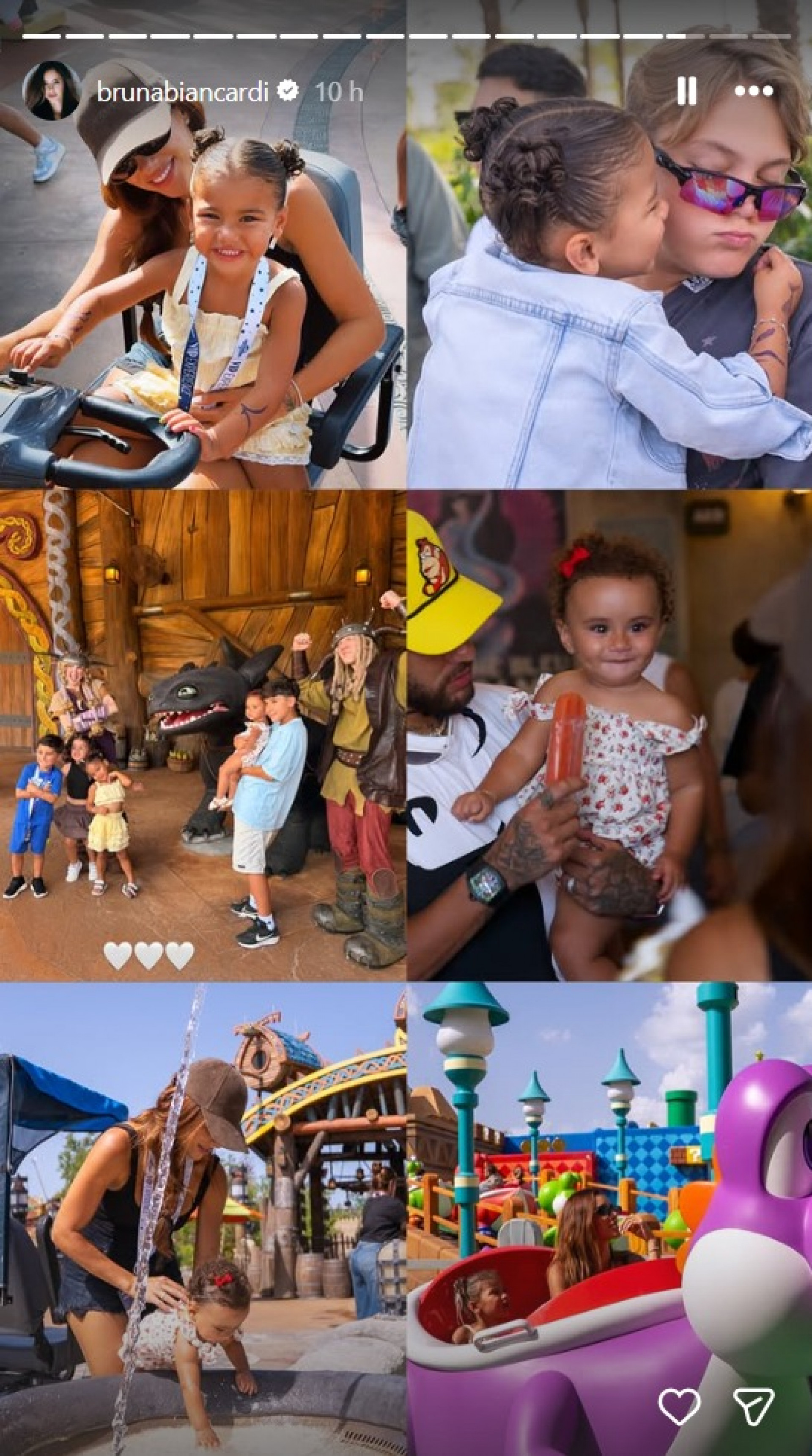 Neymar foi ao parque Epic Universe acompanhado de Bruna Biancardi, das filhas Mavie, Mel, e do filho Davi Lucca - Reprodução / Instagram