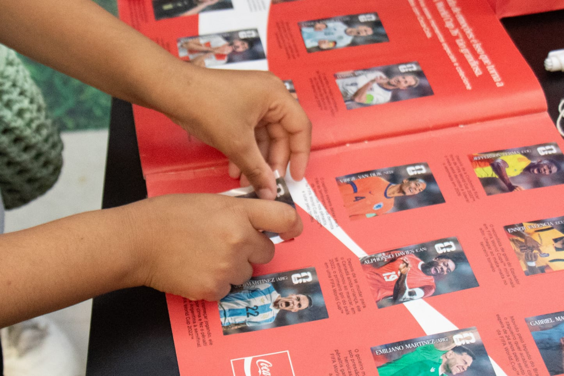Filha de Lucília encontrou a última figurinha que precisava para completar a página da Coca-Cola - Érica Martin / Agência O DIA