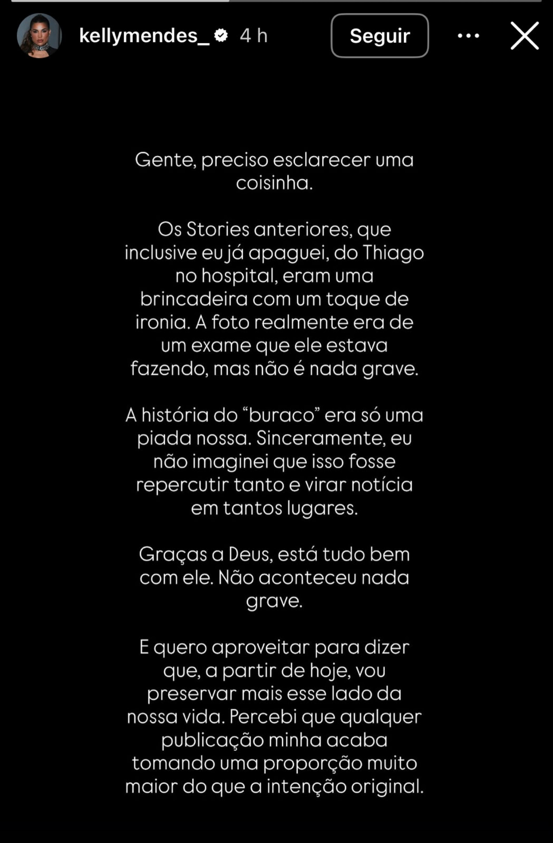 Esclarecimento de Kelly Mendes - Reprodu&ccedil;&atilde;o / Instagram @kellymendes_