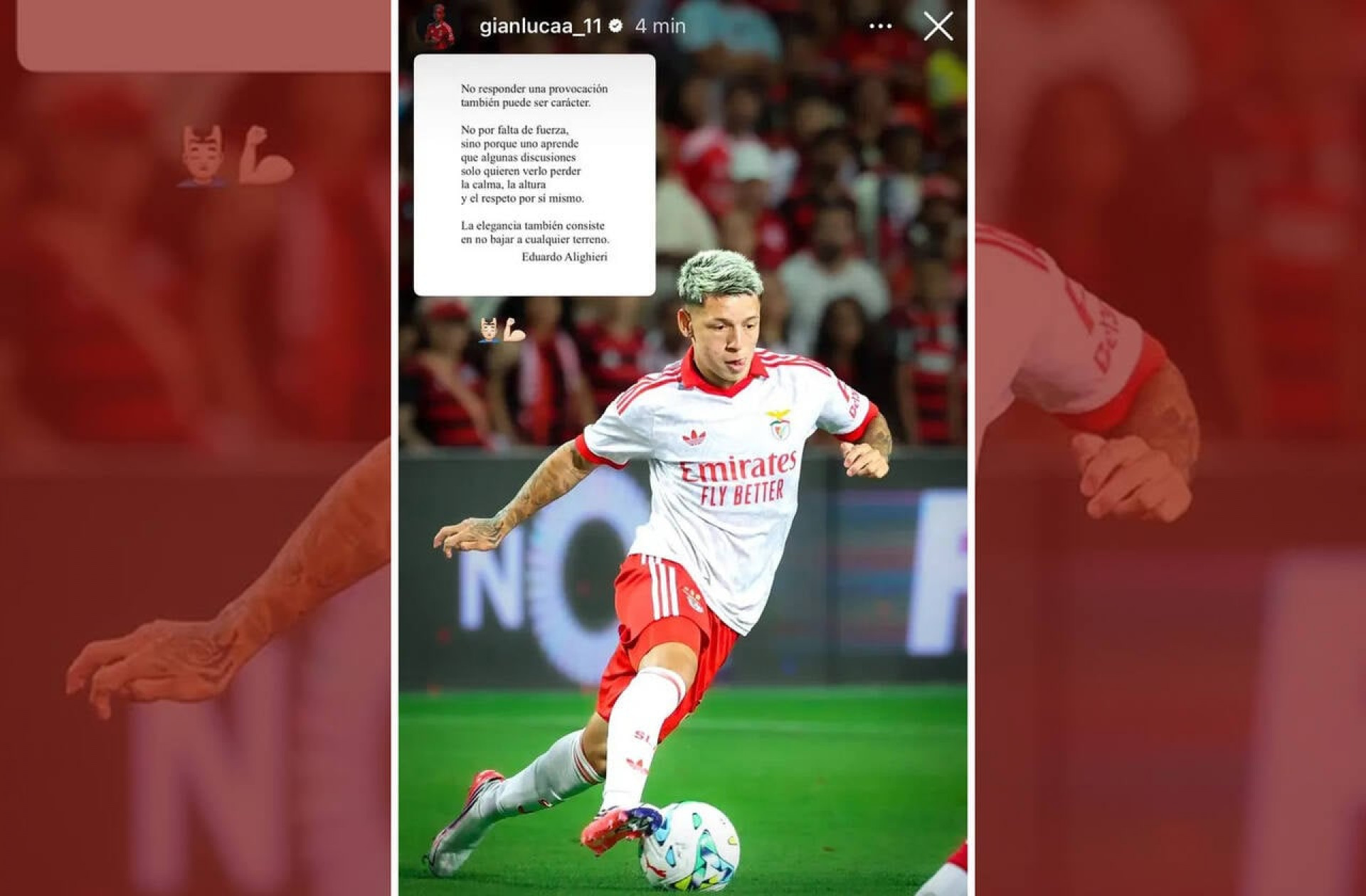 Prestianni se manifesta ap&oacute;s duelo com o Flamengo: “N&atilde;o responder tamb&eacute;m &eacute; car&aacute;ter”