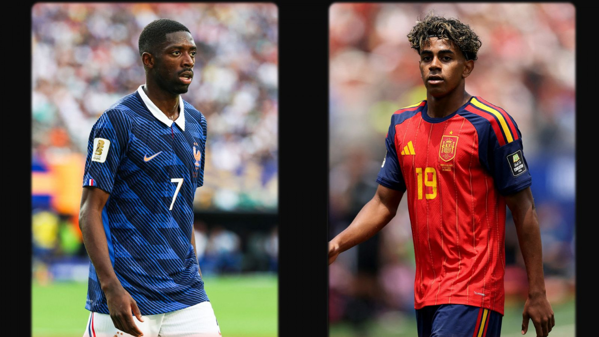 Ousmane Demb&eacute;l&eacute; e Lamine Yamal - William Volcov/Parceiro/O Dia e Luke Hales / Getty Images North America / Getty Images via AFP