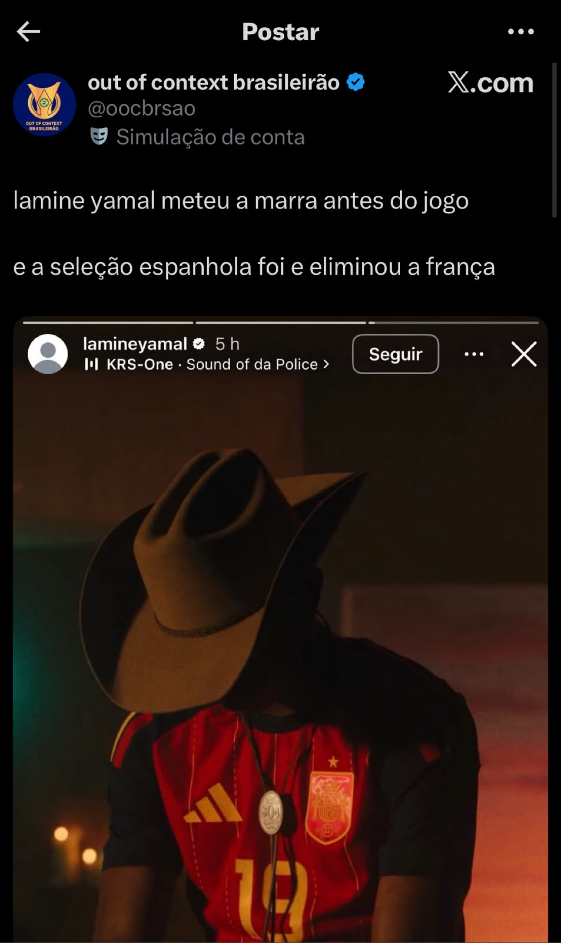 Internautas relembraram a provocação de Yamal antes do jogo - Reprodução / X