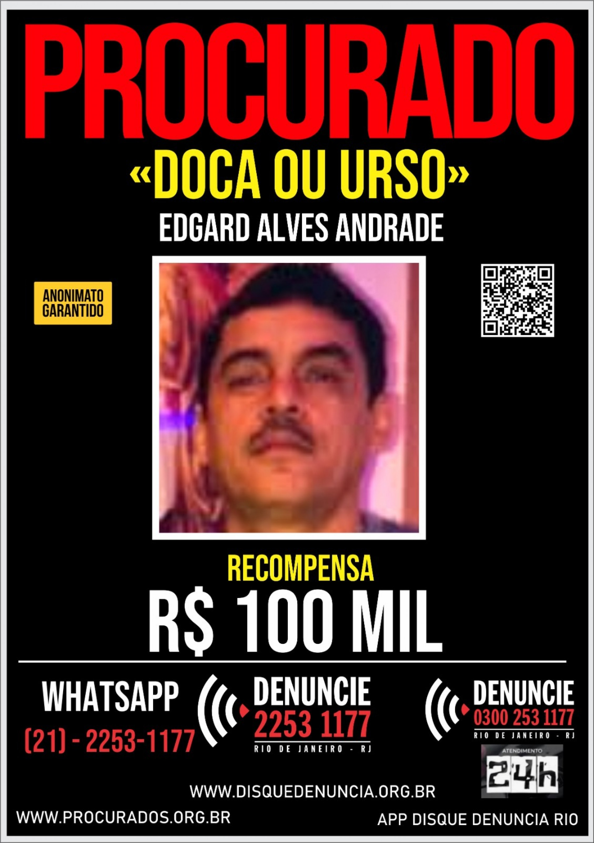 Edgar Alves de Andrade, o Doca, apontado como um dos principais chefes do CV - Divulgação