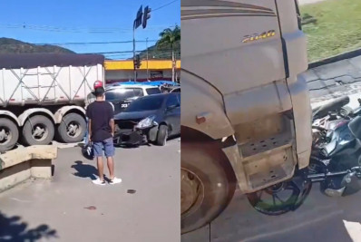 Acidente com moto, caminhão e carro deixa seis vítimas no Recreio